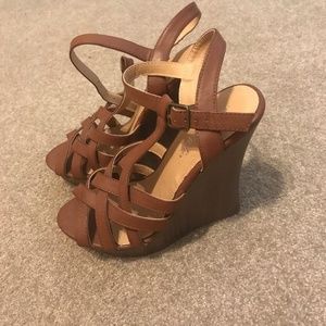 brown tall wedges